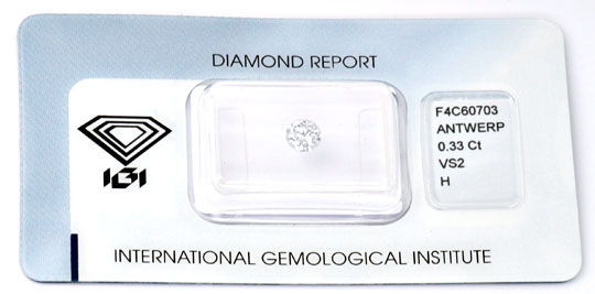 Foto 1 - Diamant, IGI!! 0,33ct Brillant Wesselton Weiss H, D5678