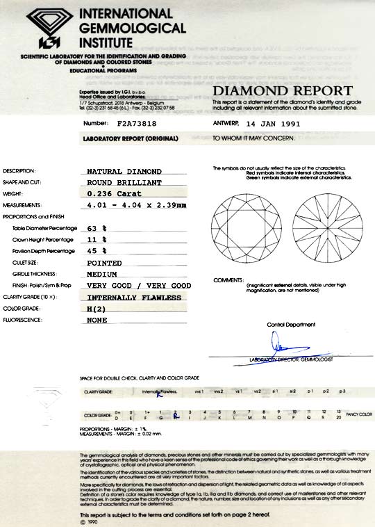 Foto 9 - Brillant IGI 0,236ct Diamant Lupenrein Wesselton, D5751