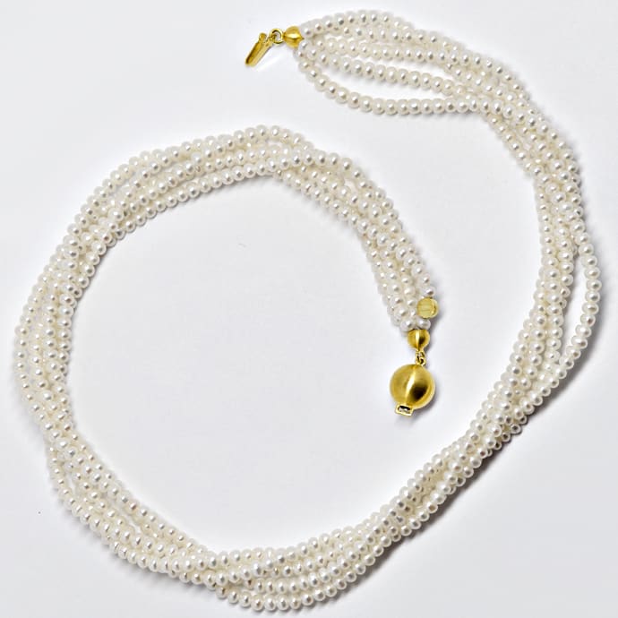 Foto 2 - Schöffel Perlenkette 5reihig Gold-Verschluss, Q3459