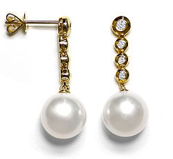 Foto 1 - Feine echte Suedsee Perlen an Brillanten-Ohrhaenger 14K, S1178