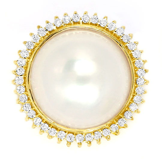 Foto 2 - Diamanten-Ohrstecker, 13mm Mabe Perlen 0,50ct Diamanten, S3118