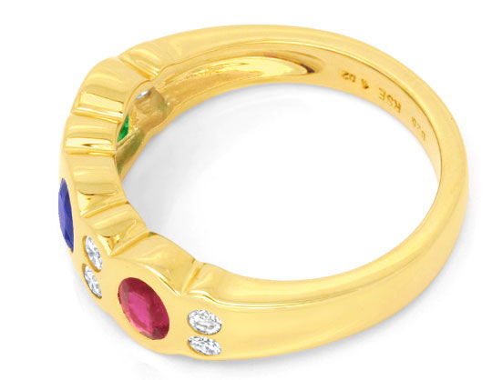 Foto 3 - Brillant-Ring Rubin Safir Smaragd, Gelbgold, S6621